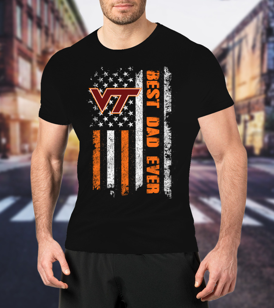 Vt Best Dad Ever American Flag T-Shirt