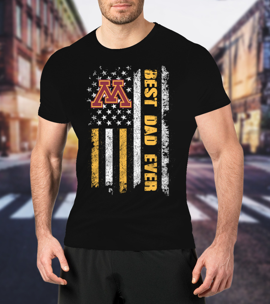 Minnesota Golden Gophers Best Dad Ever Usa Flag Evd 051 T-Shirt