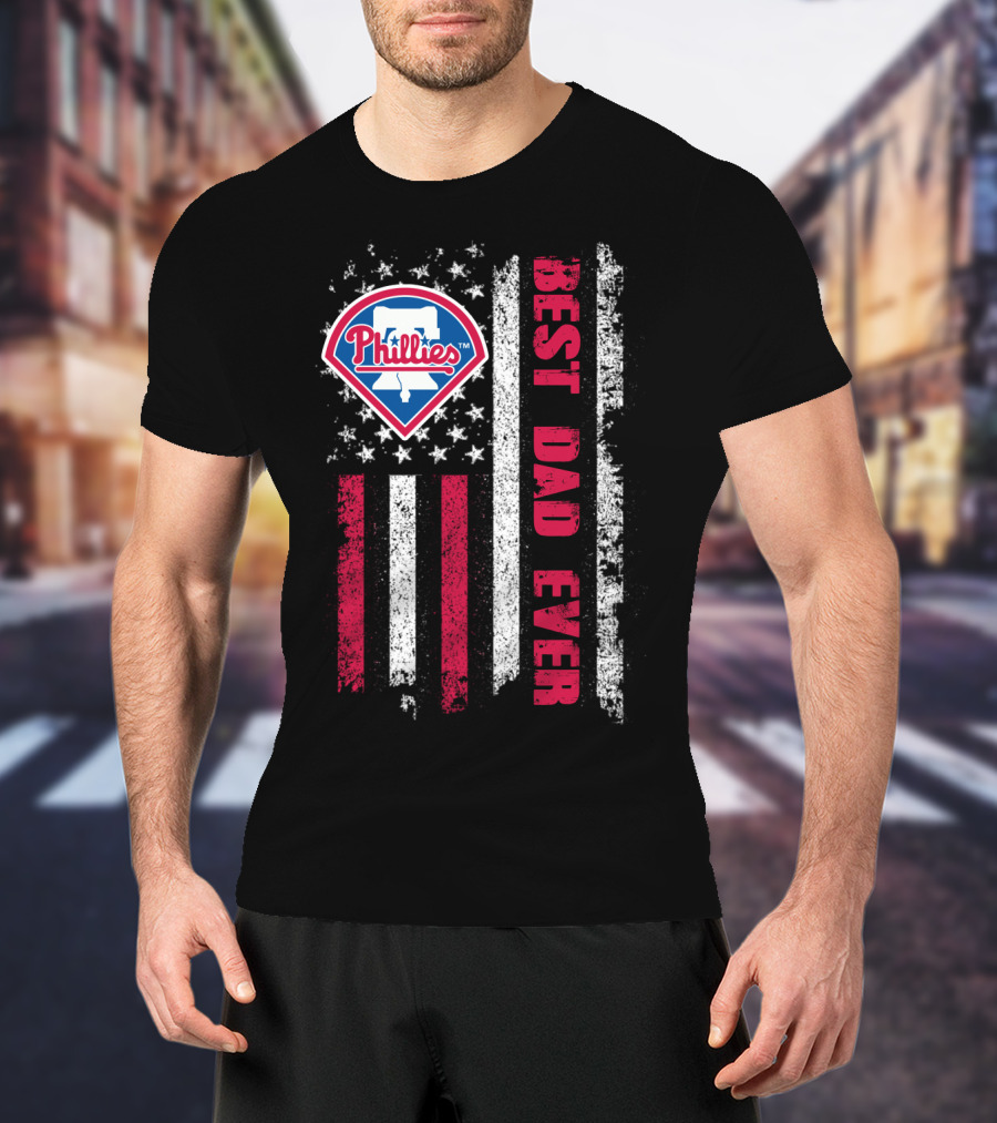 Phillies Best Dad Ever American Flag Style T-Shirt