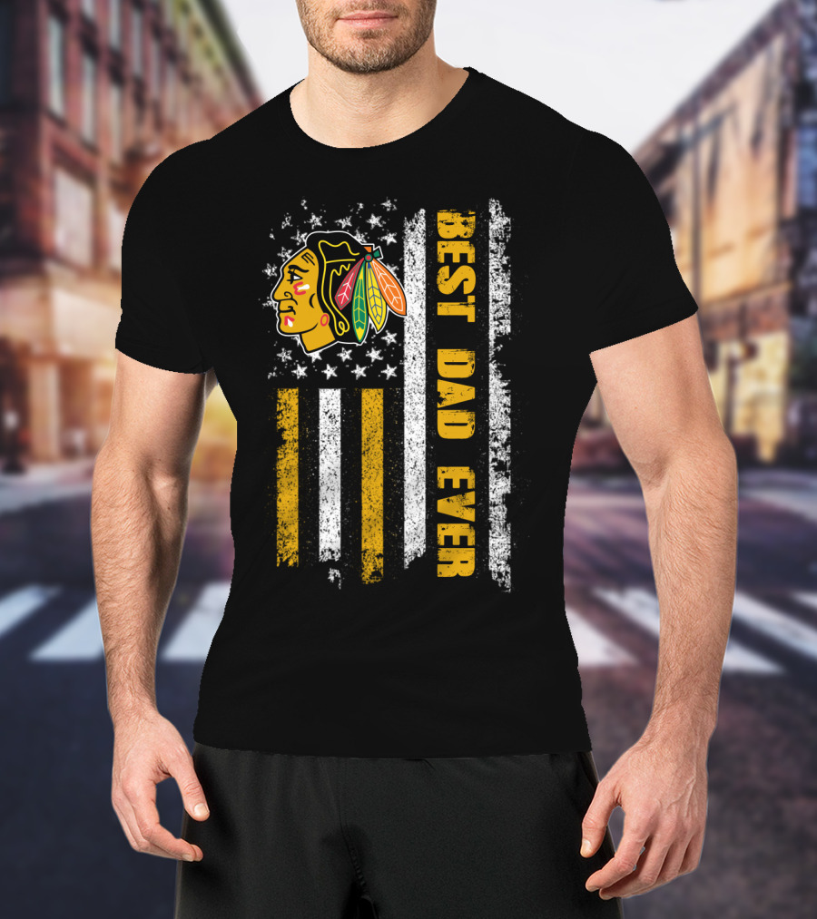 Best Dad Ever Vintage Flag And Native Head T-Shirt