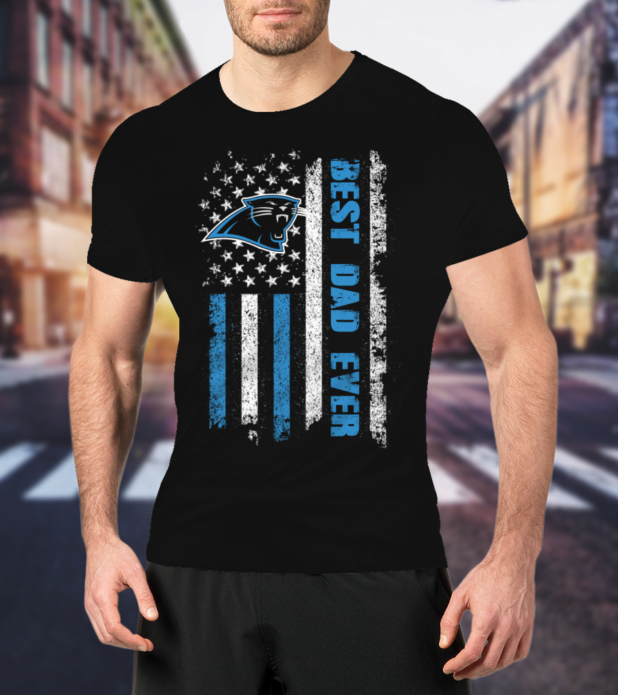 Carolina Panthers Best Dad Ever American Flag T-Shirt