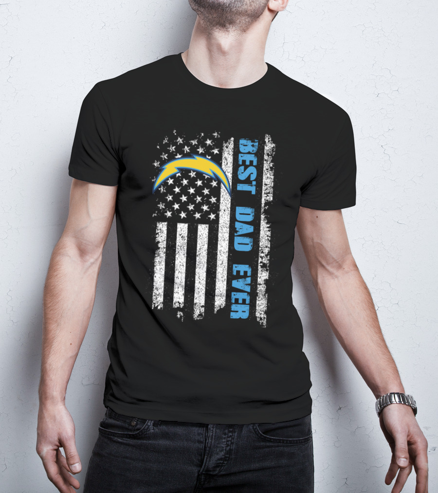 Best Dad Ever Chargers Flag T-Shirt