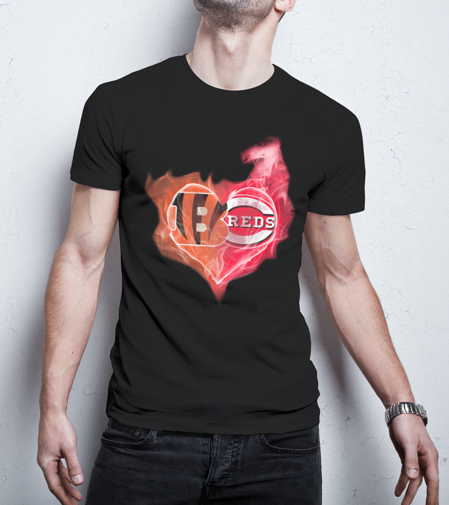 Cincinnati Bengals Reds Heart Logo T-Shirt