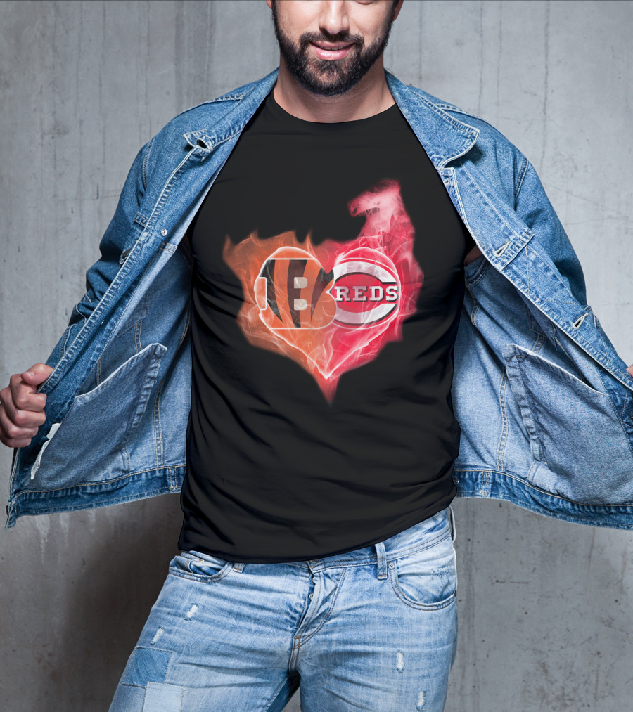 Cincinnati Bengals Reds Heart Logo T-Shirt