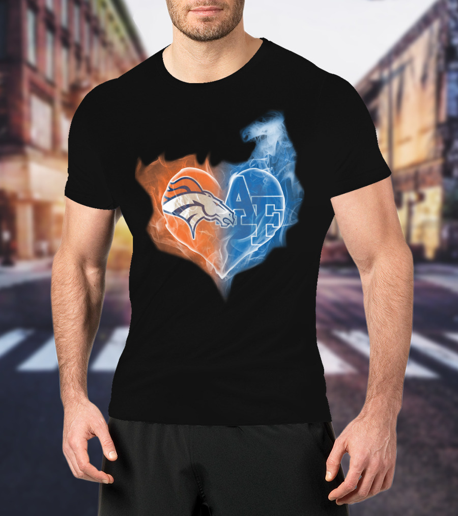 Denver Broncos And Air Force Falcons Heart T-Shirt