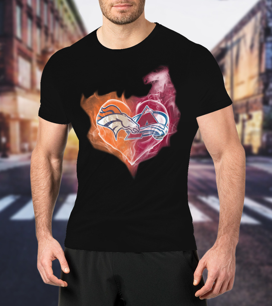 Broncos Avalanche Heart Smoke Emblem T-Shirt