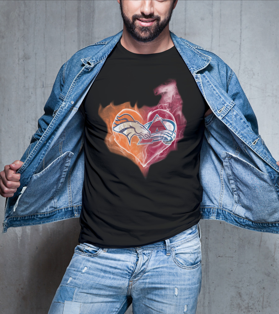 Broncos Avalanche Heart Smoke Emblem T-Shirt
