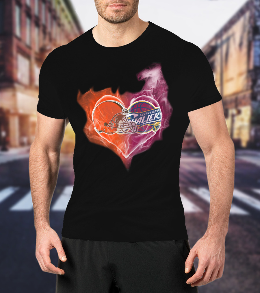 Cleveland Cavaliers Heart With Football Helmet T-Shirt