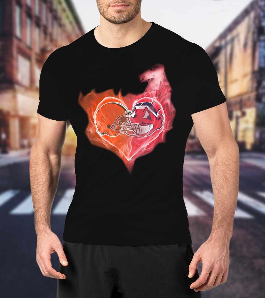 Heart Of Flames Football Helmet Cartoon Face T-Shirt