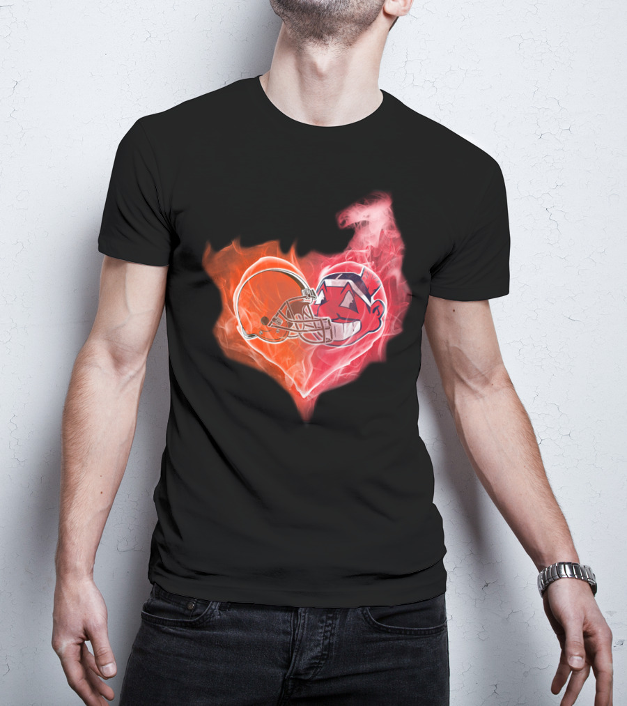 Heart Of Flames Football Helmet Cartoon Face T-Shirt