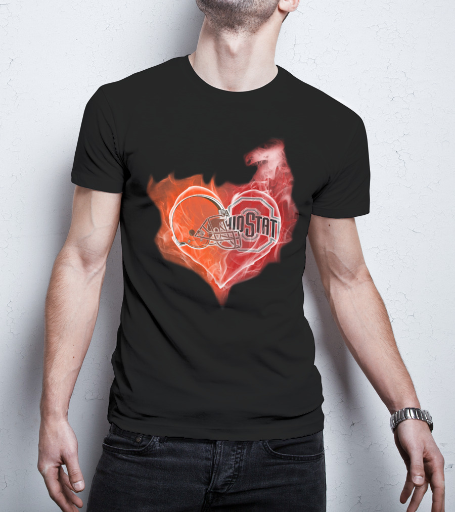Ohio State Helmet Heart T-Shirt
