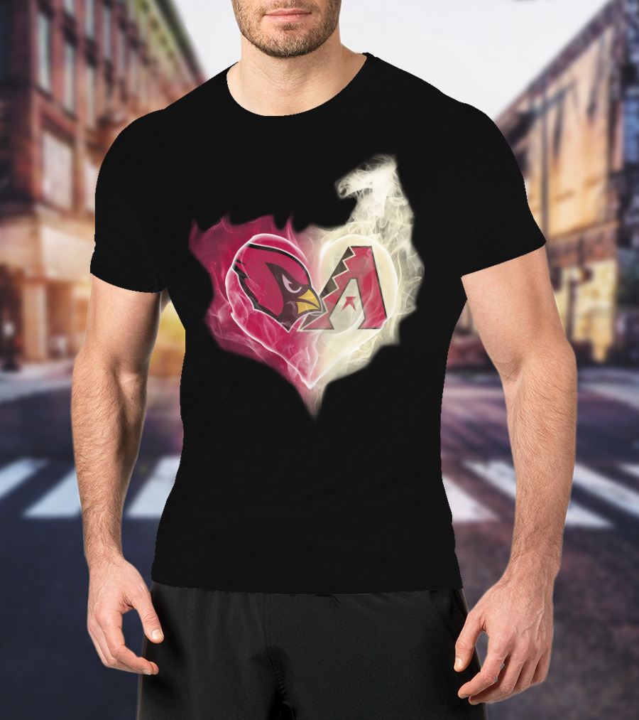 Arizona Cardinals Diamondbacks Smoke Heart T-Shirt