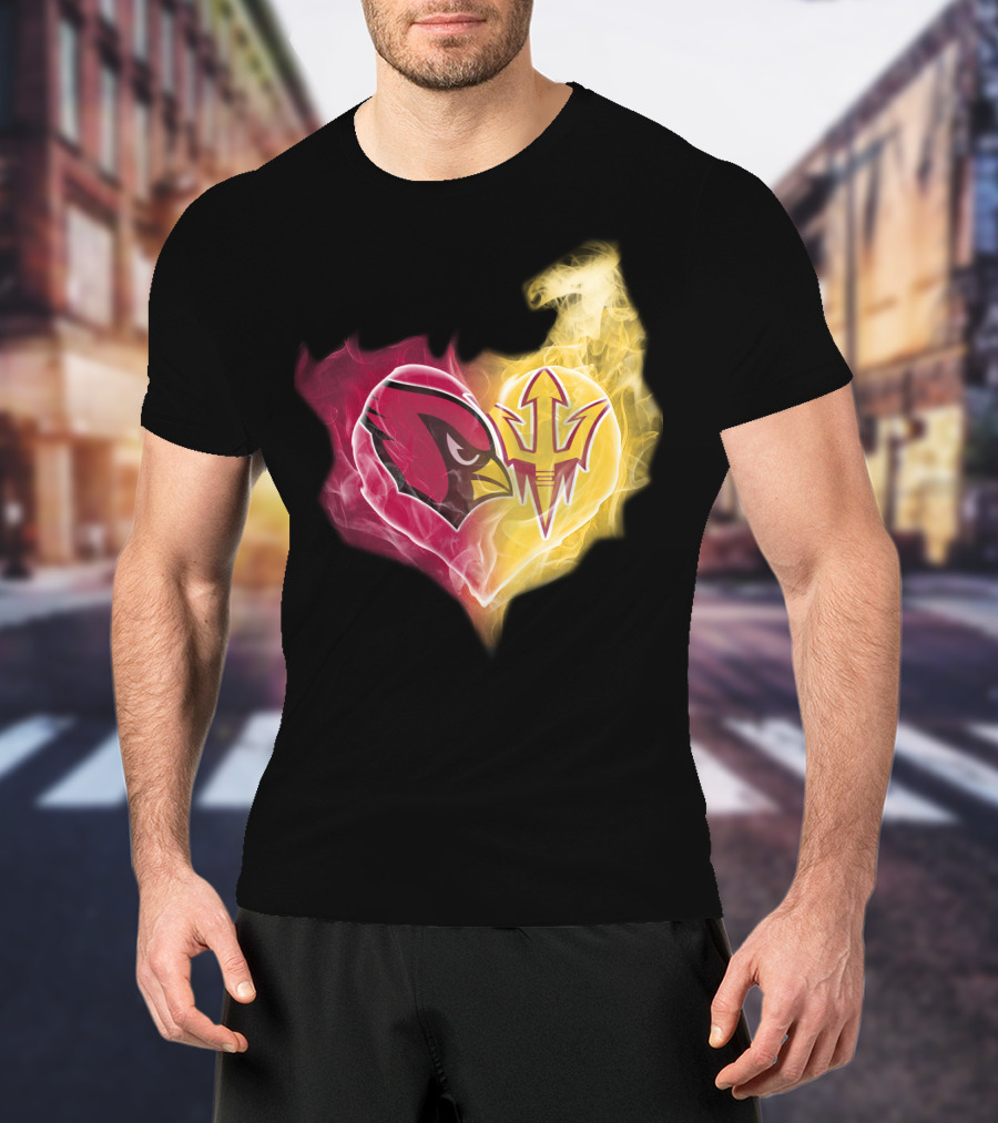 Arizona Cardinals Arizona State Sun Devils Heart Fusion T-Shirt