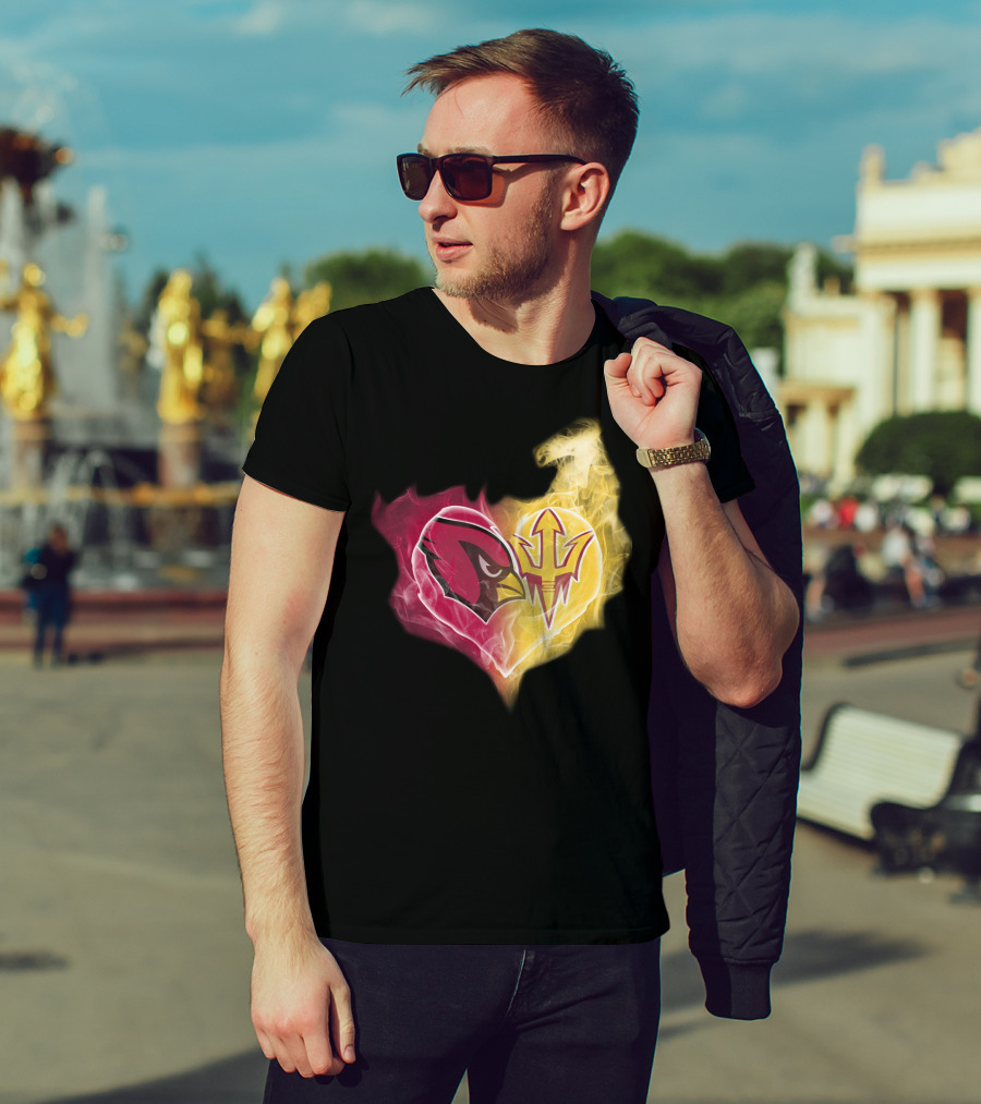 Arizona Cardinals Arizona State Sun Devils Heart Fusion T-Shirt