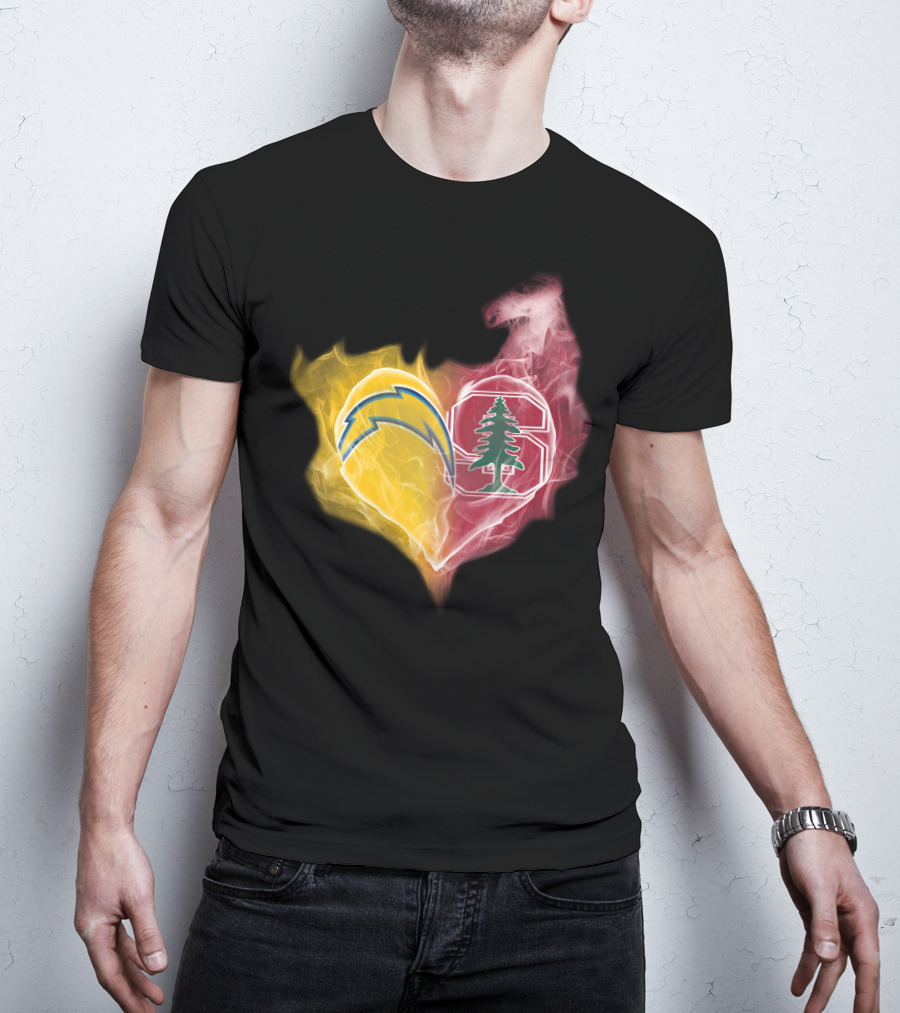 Los Angeles Chargers Stanford Cardinal Heart Fusion T-Shirt