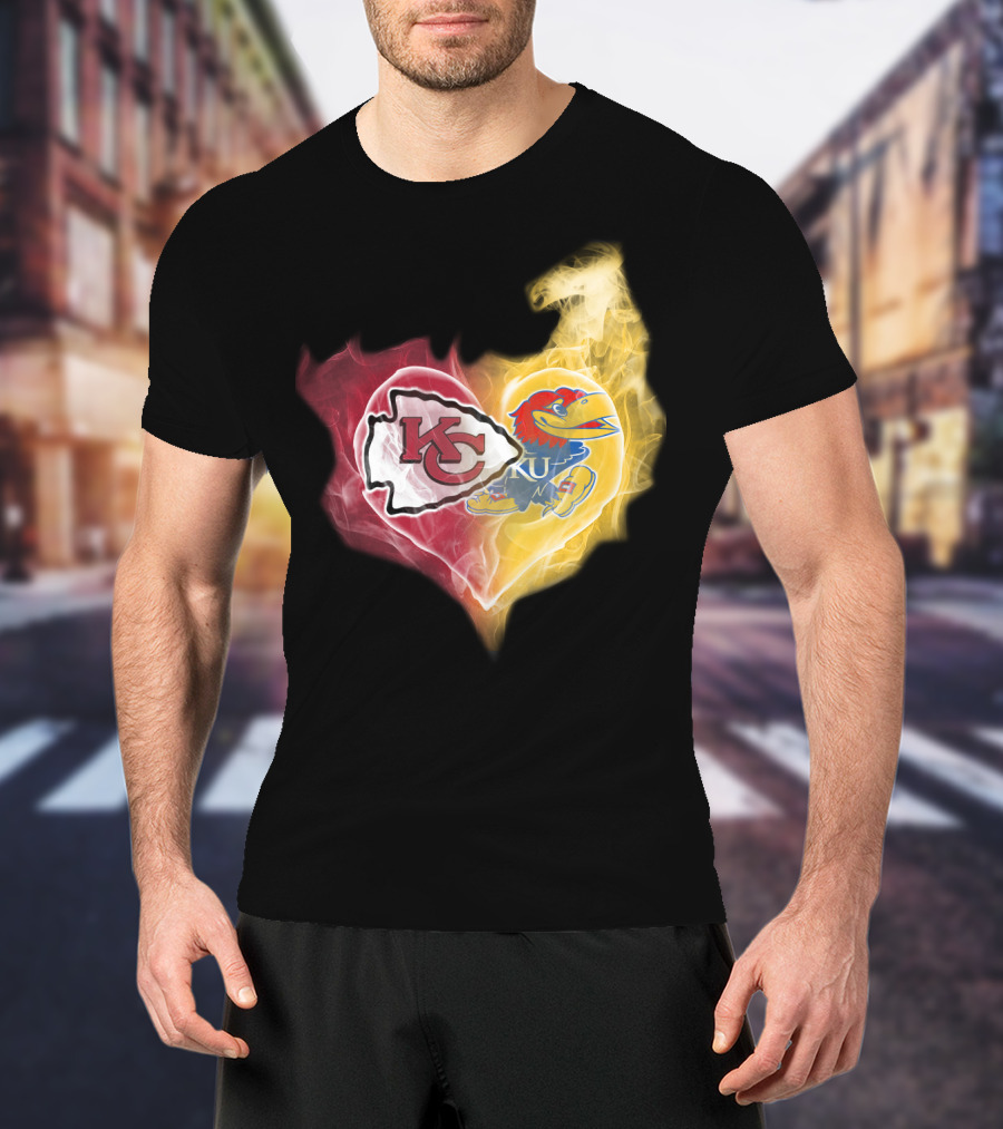 Kansas City Chiefs Ku Jayhawks Heart Smoke T-Shirt
