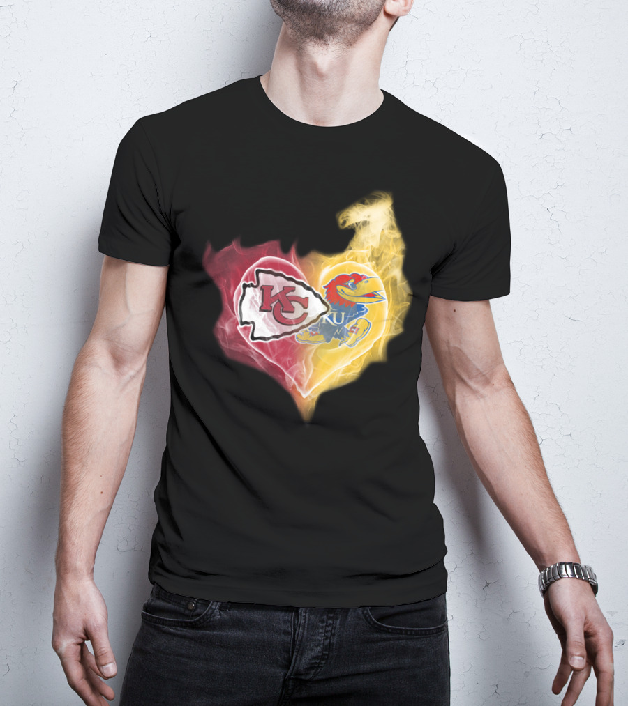Kansas City Chiefs Ku Jayhawks Heart Smoke T-Shirt