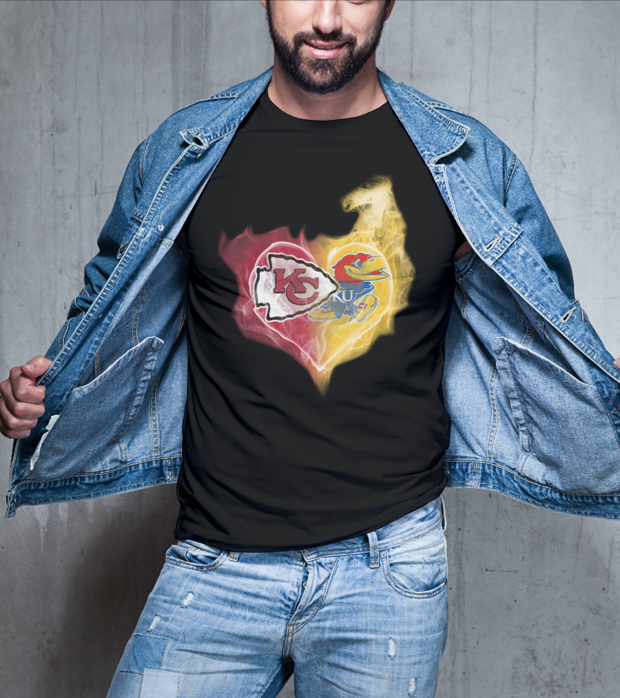 Kansas City Chiefs Ku Jayhawks Heart Smoke T-Shirt