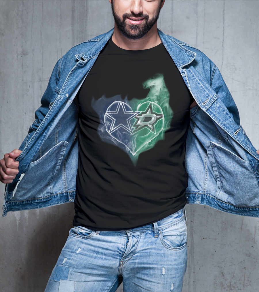 Dallas Cowboys Dallas Stars Heart T-Shirt