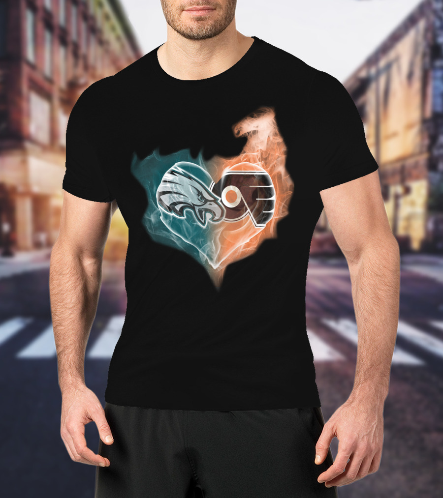 Eagles Flyers Heart Fusion T-Shirt