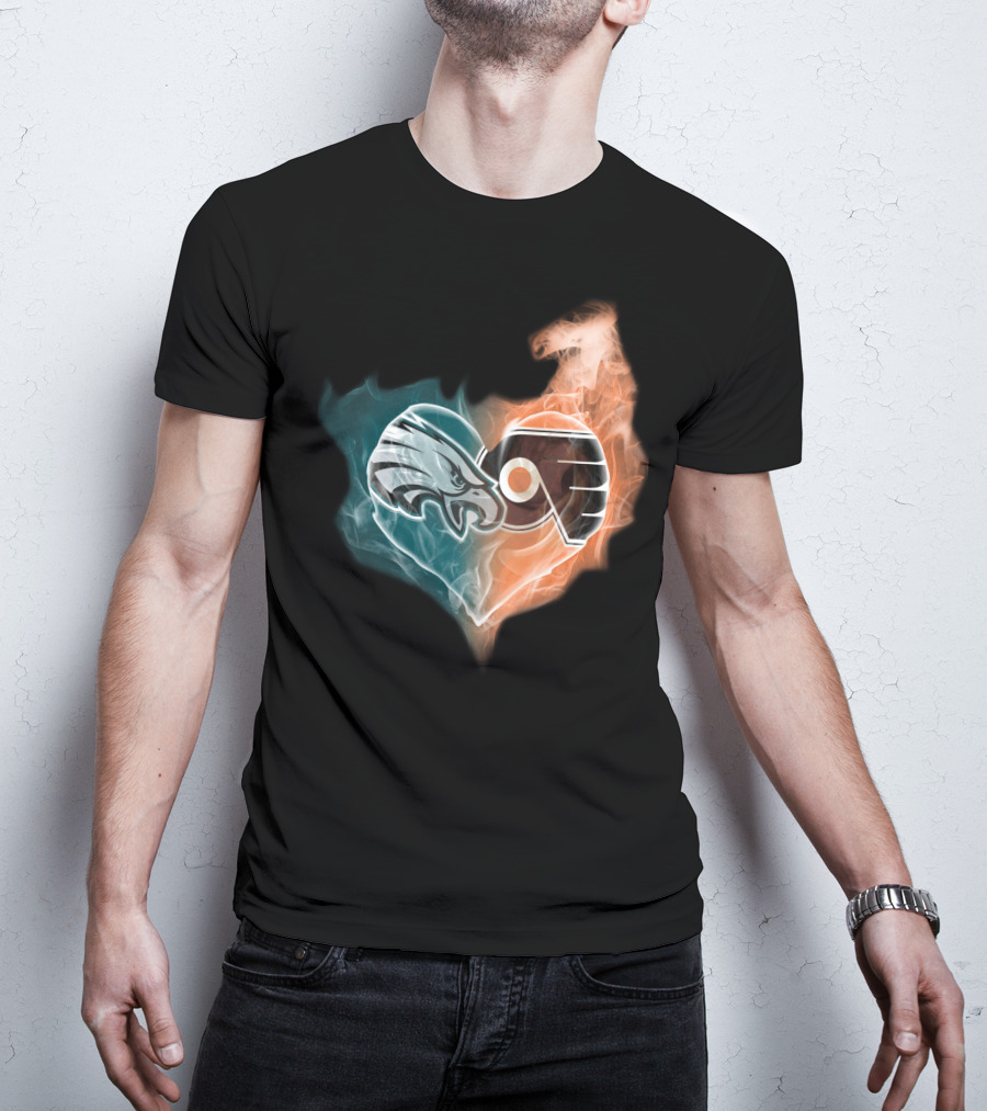 Eagles Flyers Heart Fusion T-Shirt