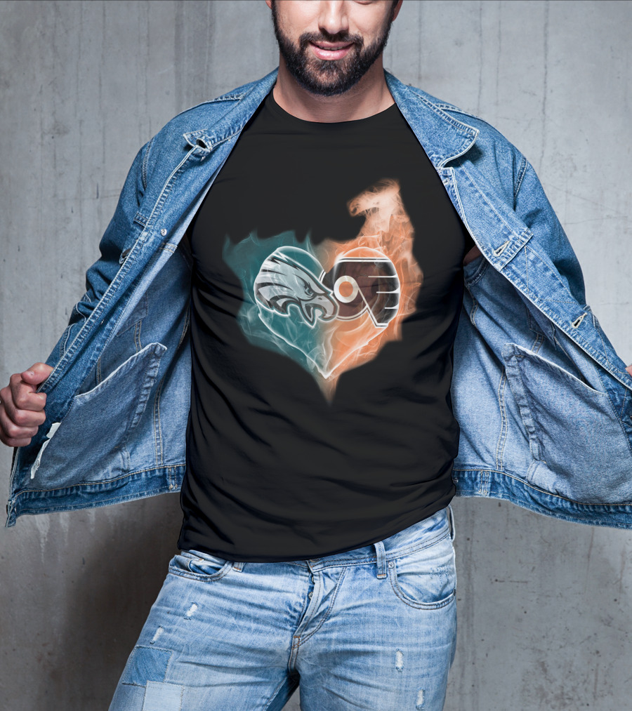 Eagles Flyers Heart Fusion T-Shirt