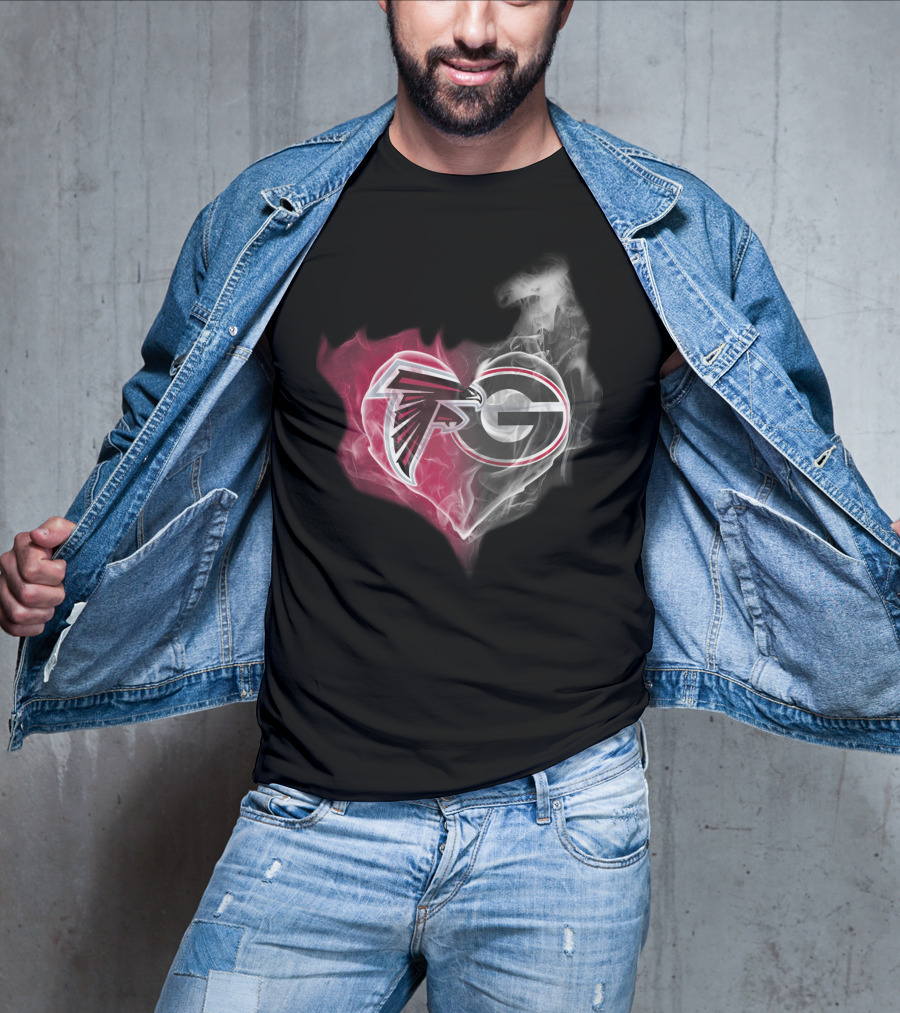 Atlanta Falcons Georgia Bulldogs Heart Smoke T-Shirt