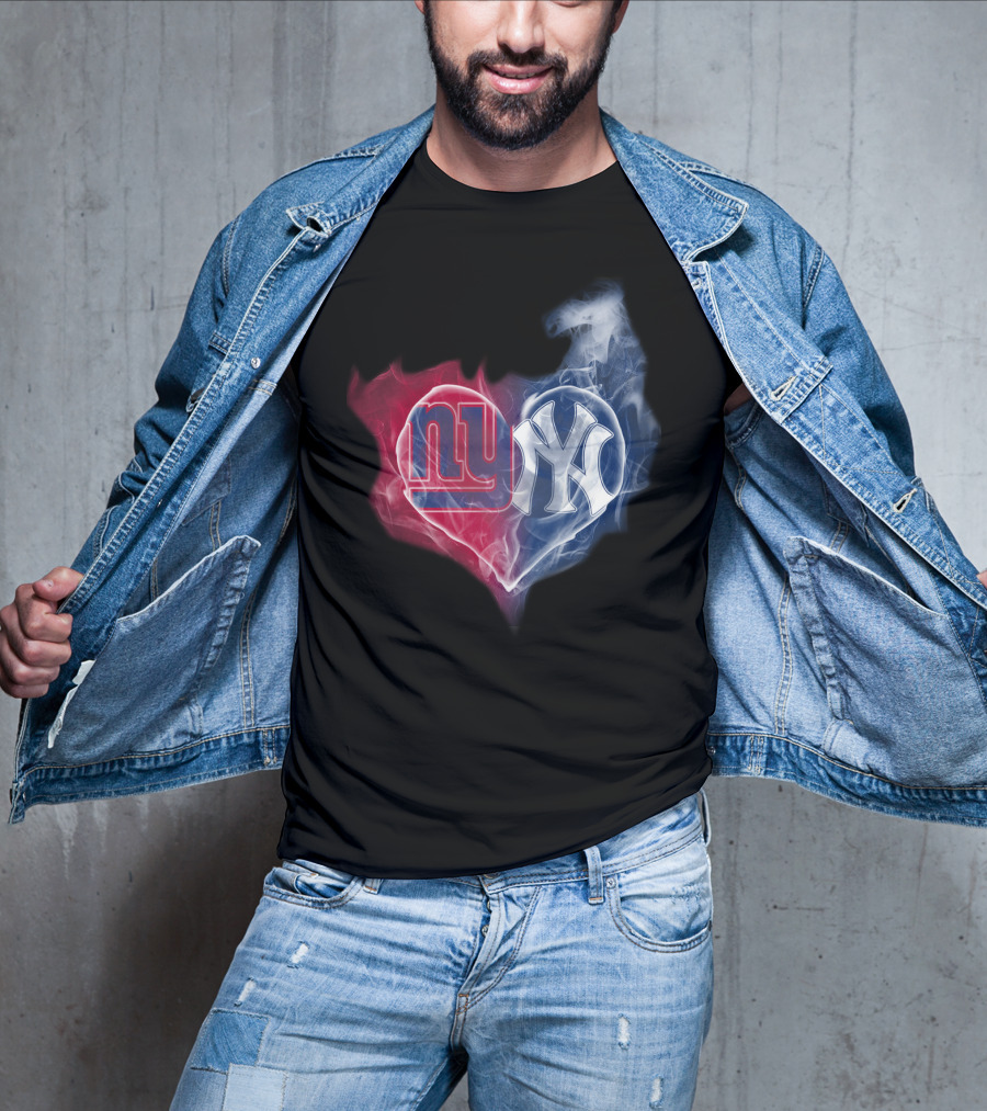 New York Giants Yankees Heart Smoke T-Shirt