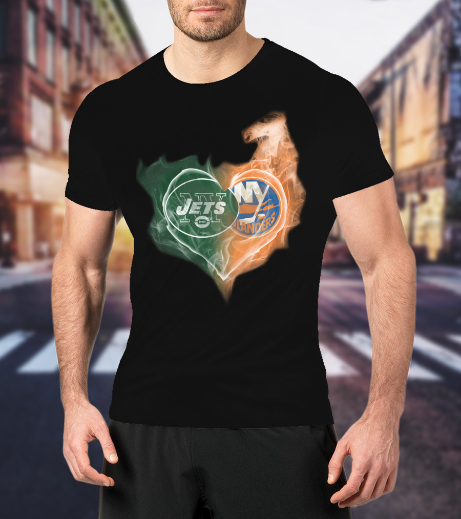 Jets Islanders Heart Smoke T-Shirt