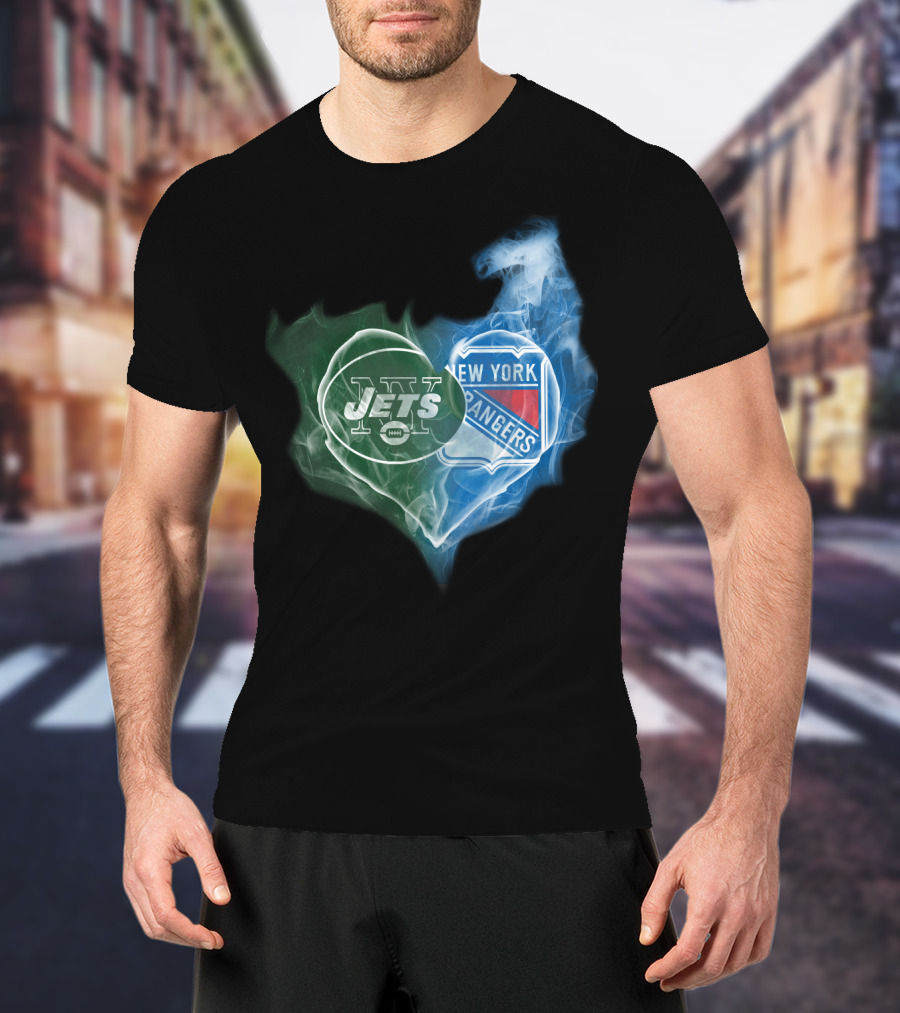 New York Jets Rangers Heart Fusion T-Shirt