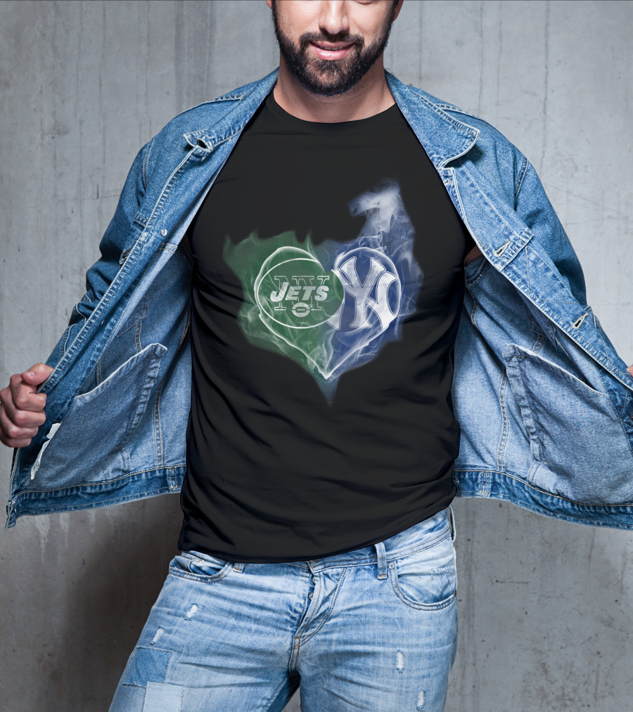 Jets Yankees Smoke Heart Fusion T-Shirt