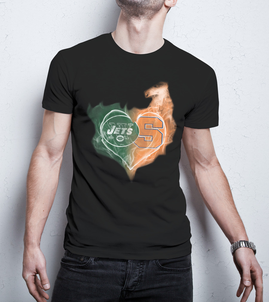 New York Jets Syracuse Orange Heart T-Shirt