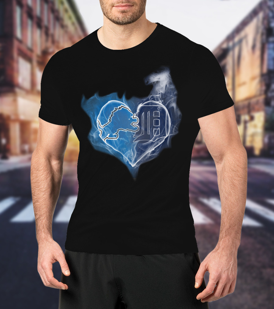 Detroit Lions And Tigers Heart T-Shirt
