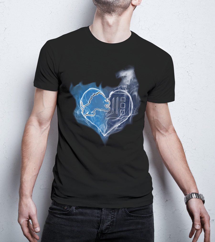 Detroit Lions And Tigers Heart T-Shirt