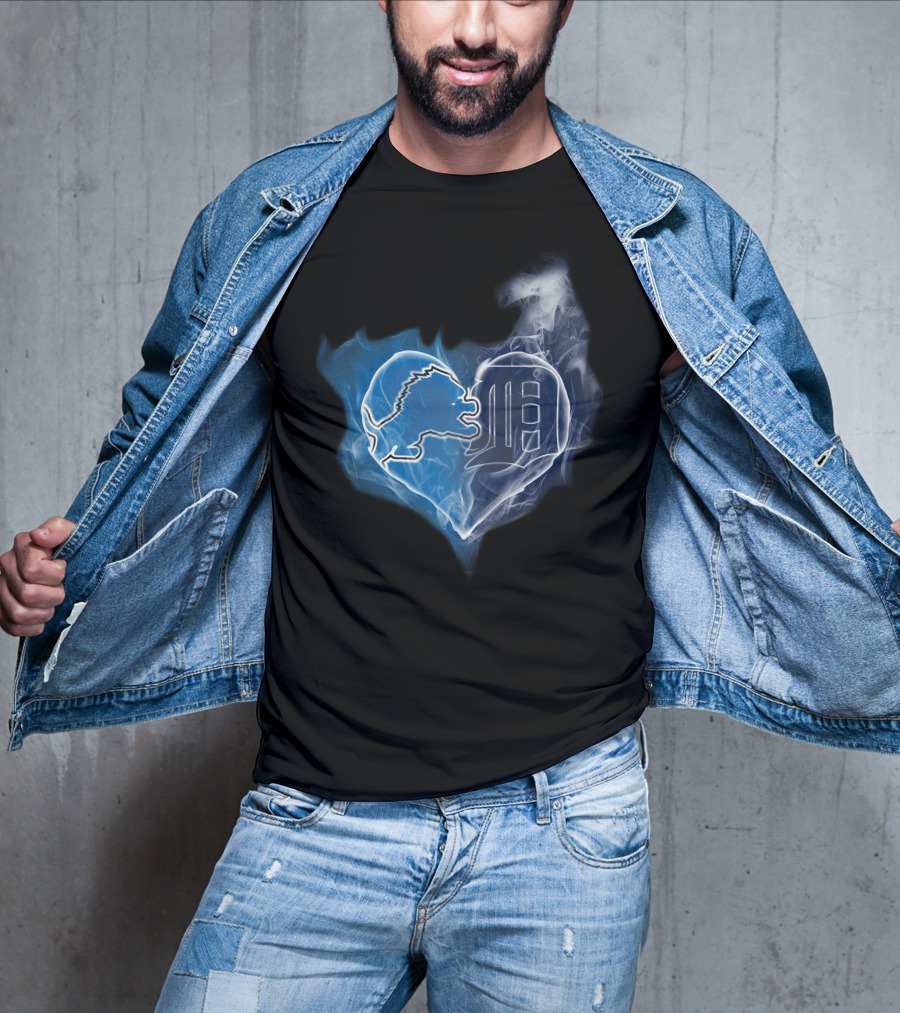 Detroit Lions And Tigers Heart T-Shirt