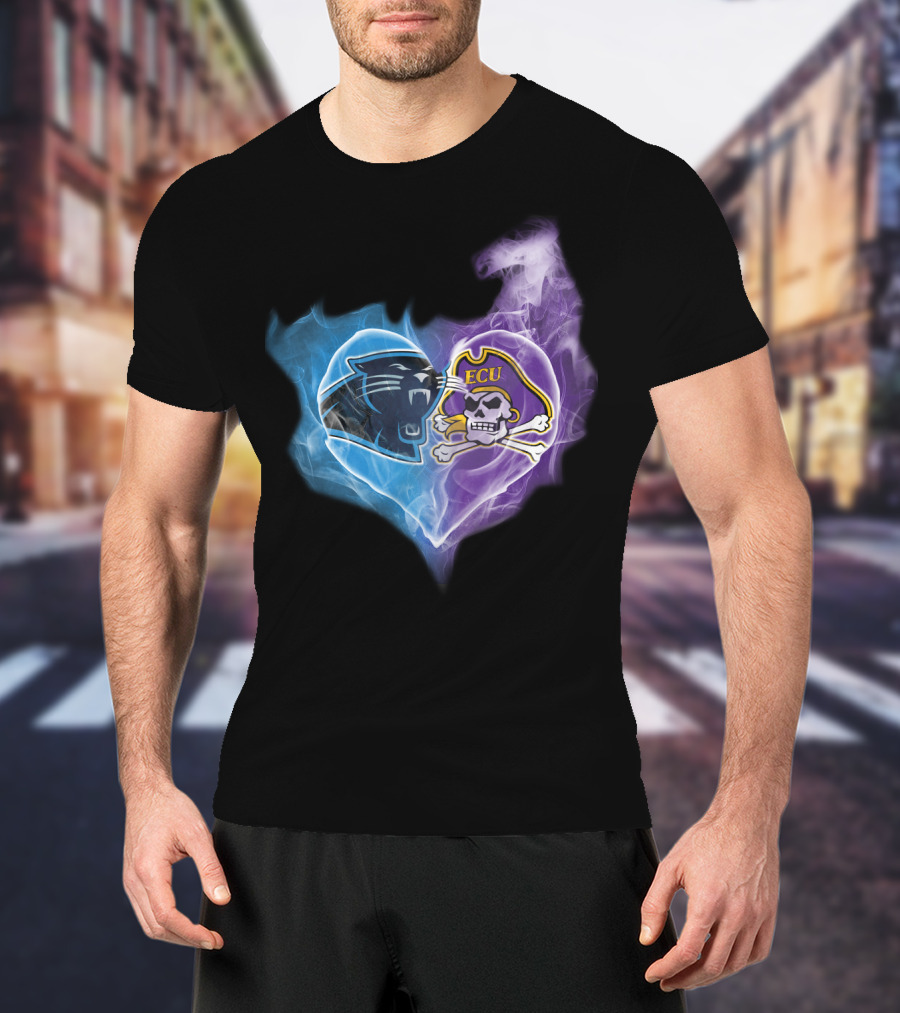 Panthers Ecu Pirates Heart Smoke T-Shirt