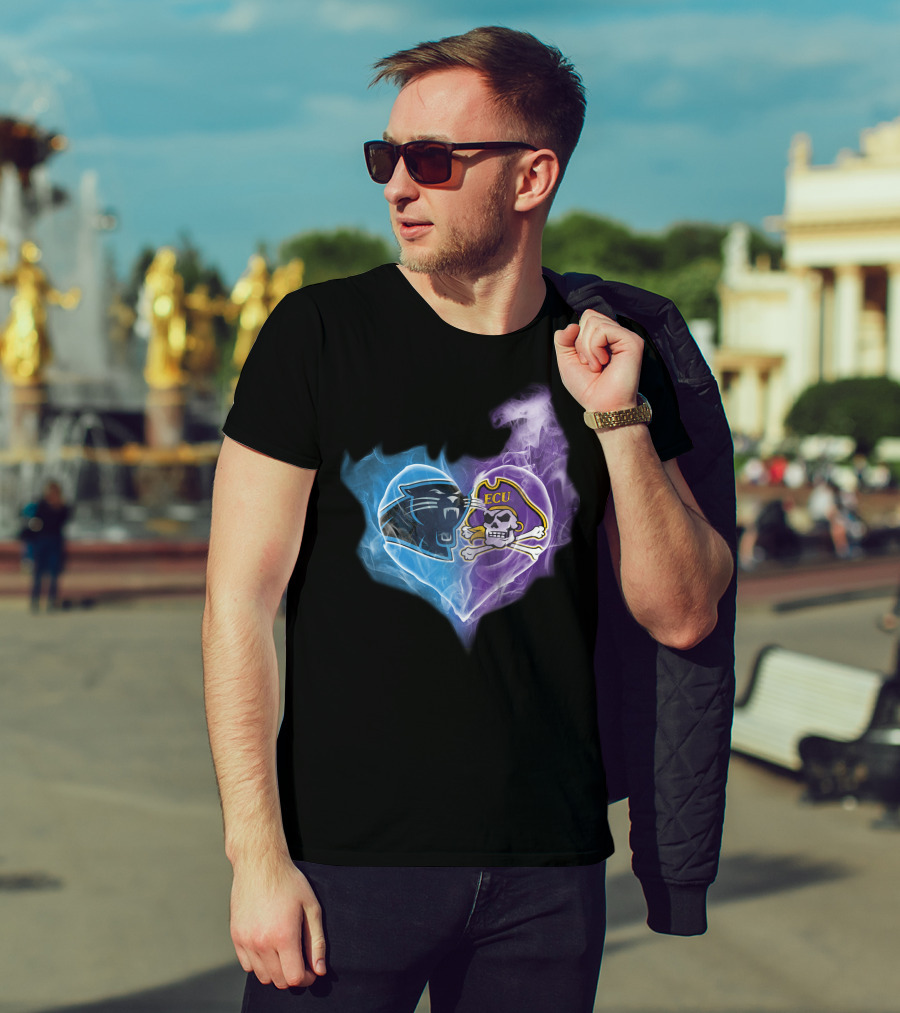 Panthers Ecu Pirates Heart Smoke T-Shirt