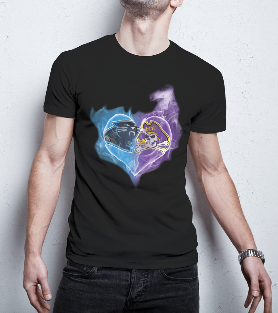 Panthers Ecu Pirates Heart Smoke T-Shirt