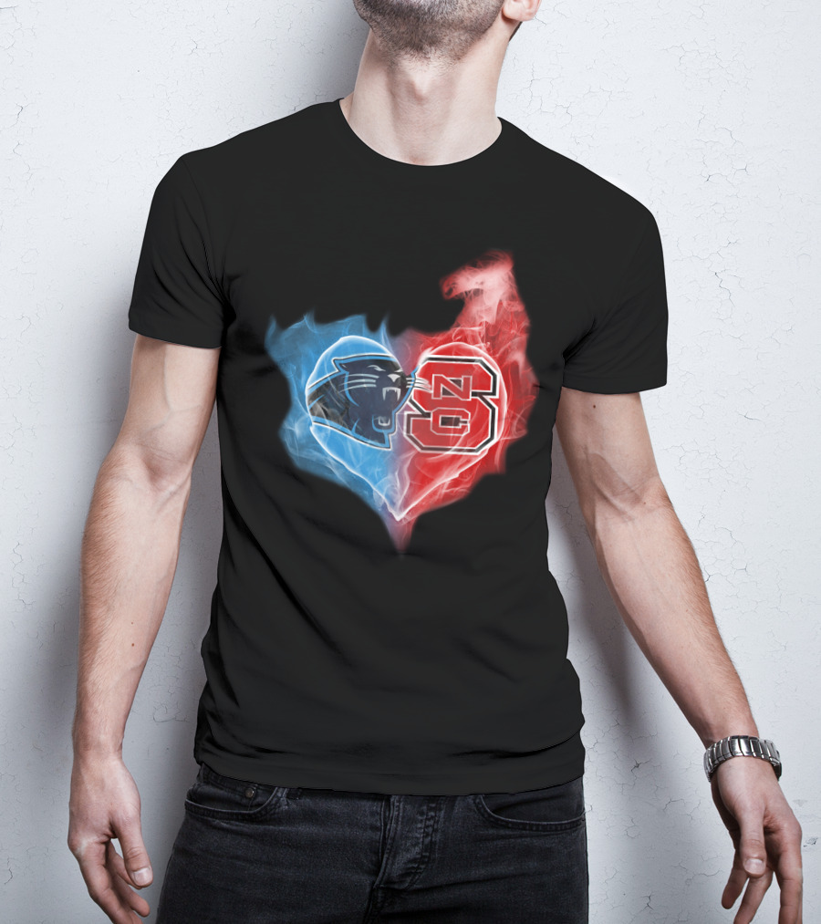 Panthers And Nc State Heart Blend T-Shirt
