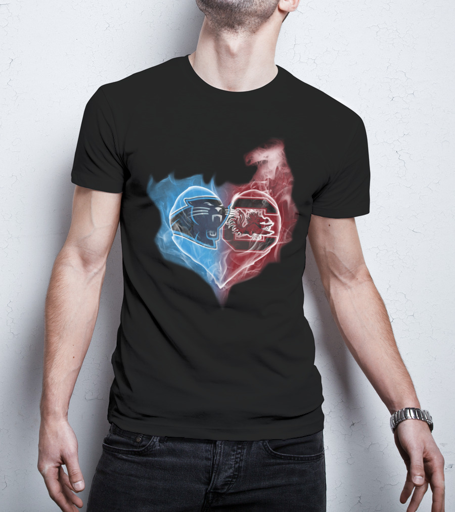 Carolina Panthers South Carolina Gamecocks Heart T-Shirt