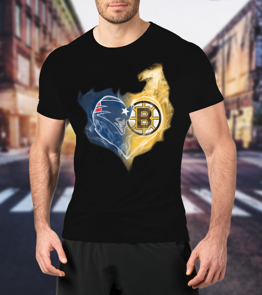 Patriots Bruins Ttk 089 Smoke Heart Fusion T-Shirt