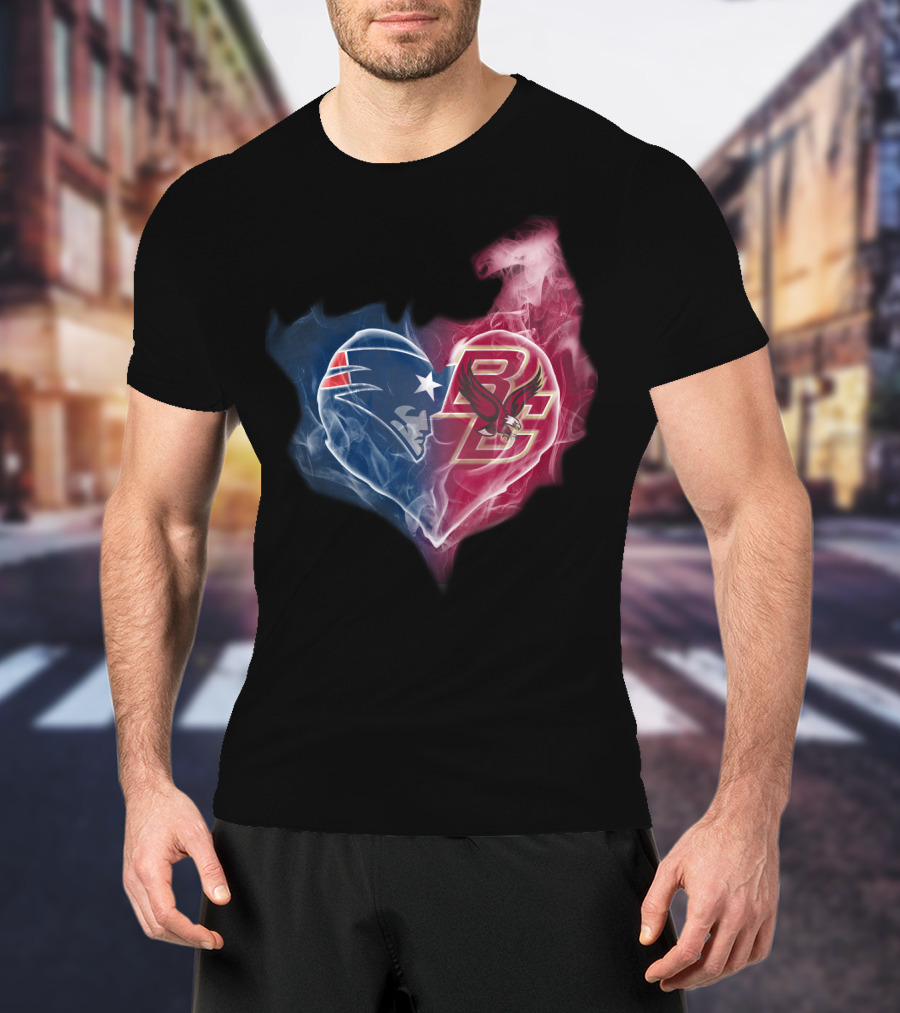New England Patriots And Boston College Eagles Heart Fusion T-Shirt