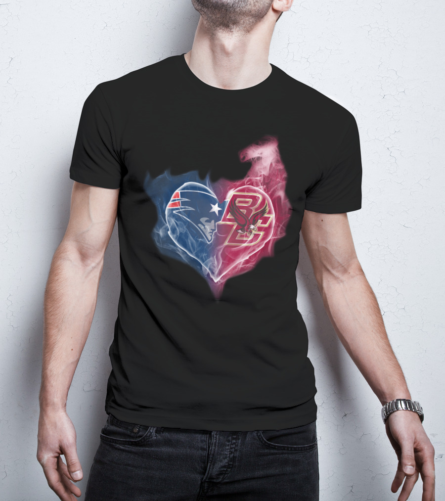 New England Patriots And Boston College Eagles Heart Fusion T-Shirt