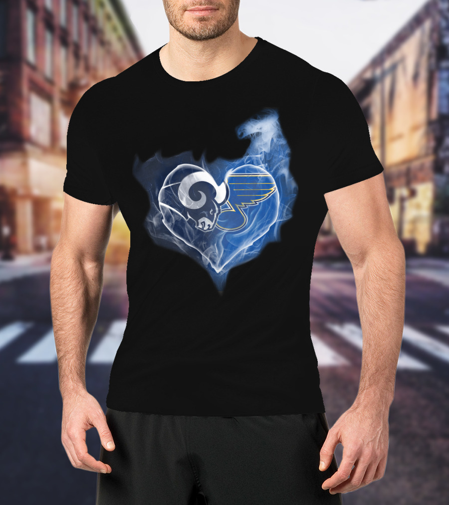 Rams Blues Heart Logo Fusion T-Shirt