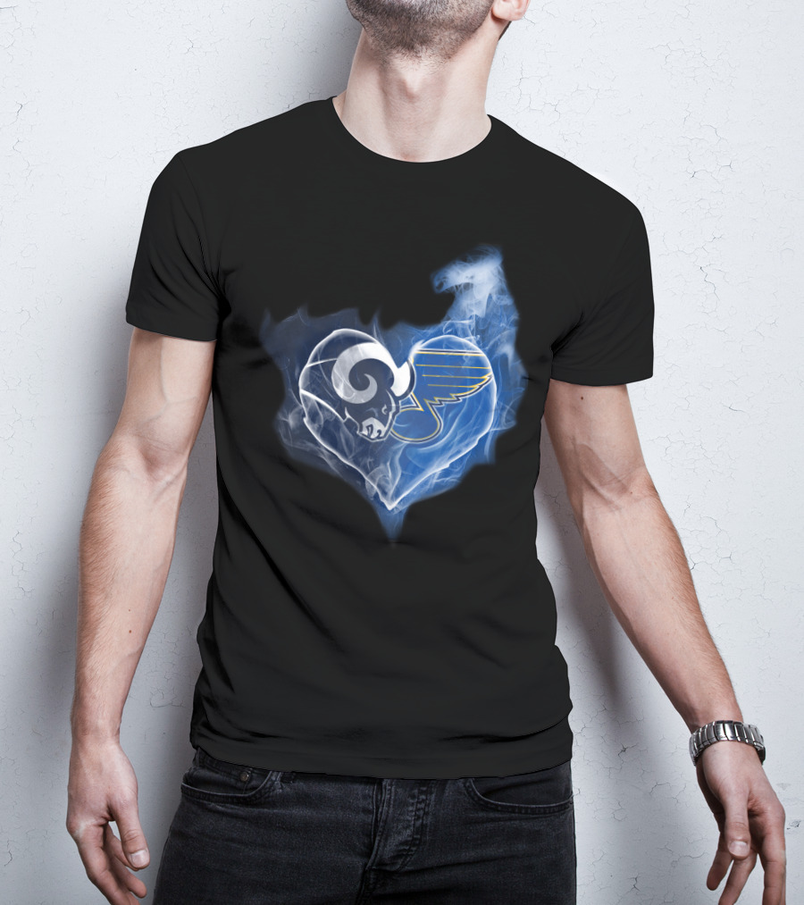 Rams Blues Heart Logo Fusion T-Shirt