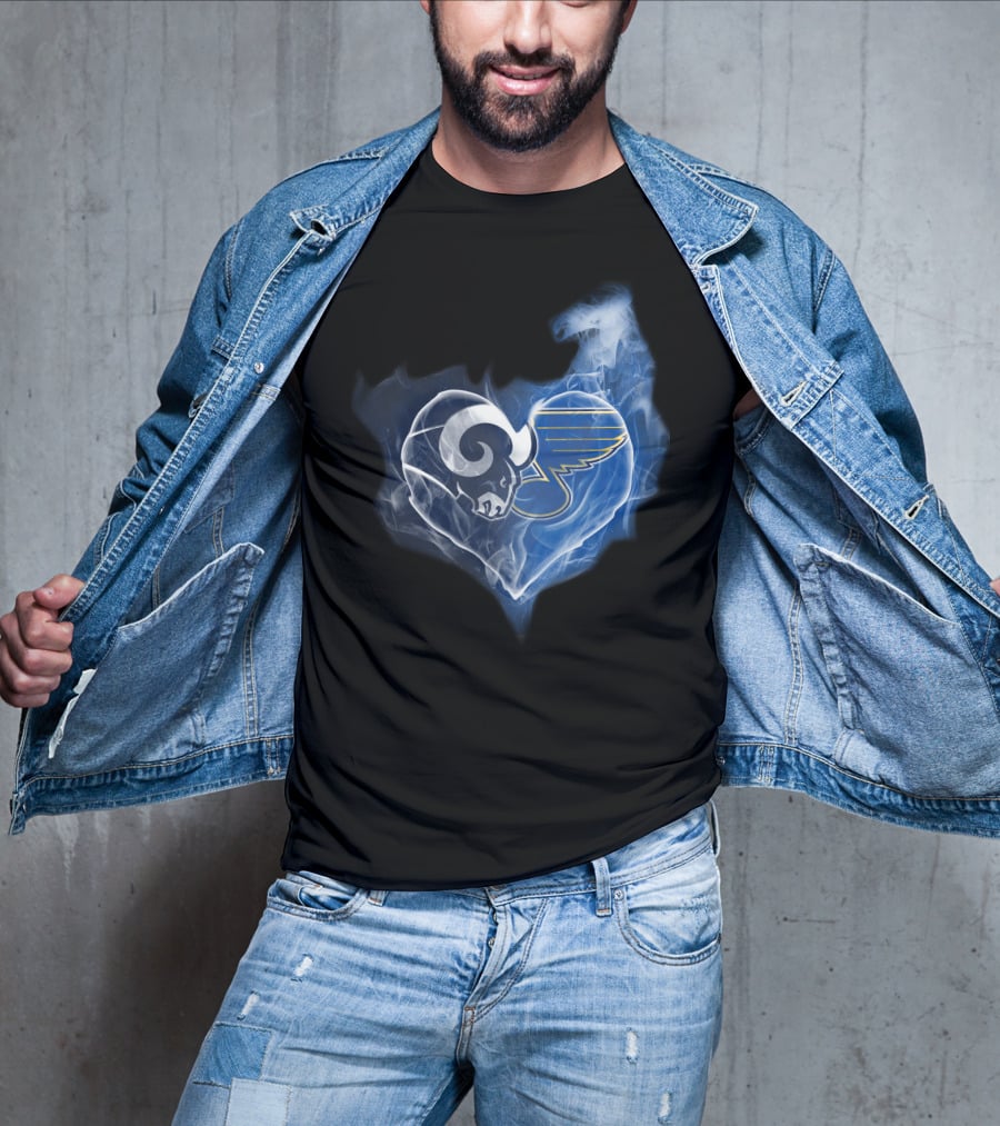 Rams Blues Heart Logo Fusion T-Shirt