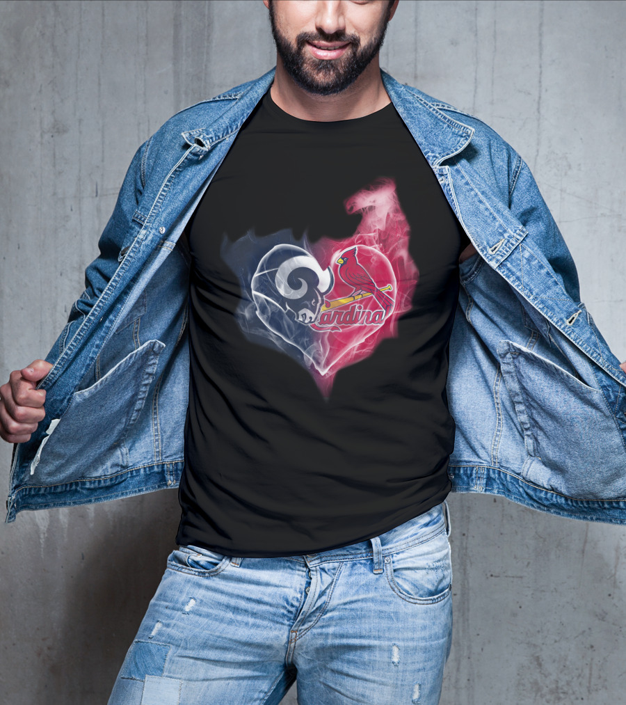 Rams Cardinals Heart Fusion T-Shirt