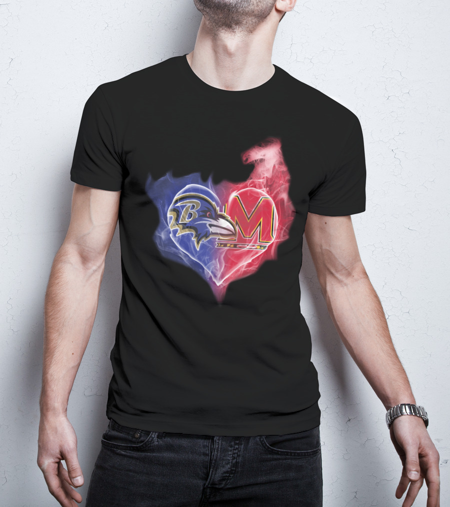 Baltimore Ravens Maryland Terrapins Heart Fusion T-Shirt