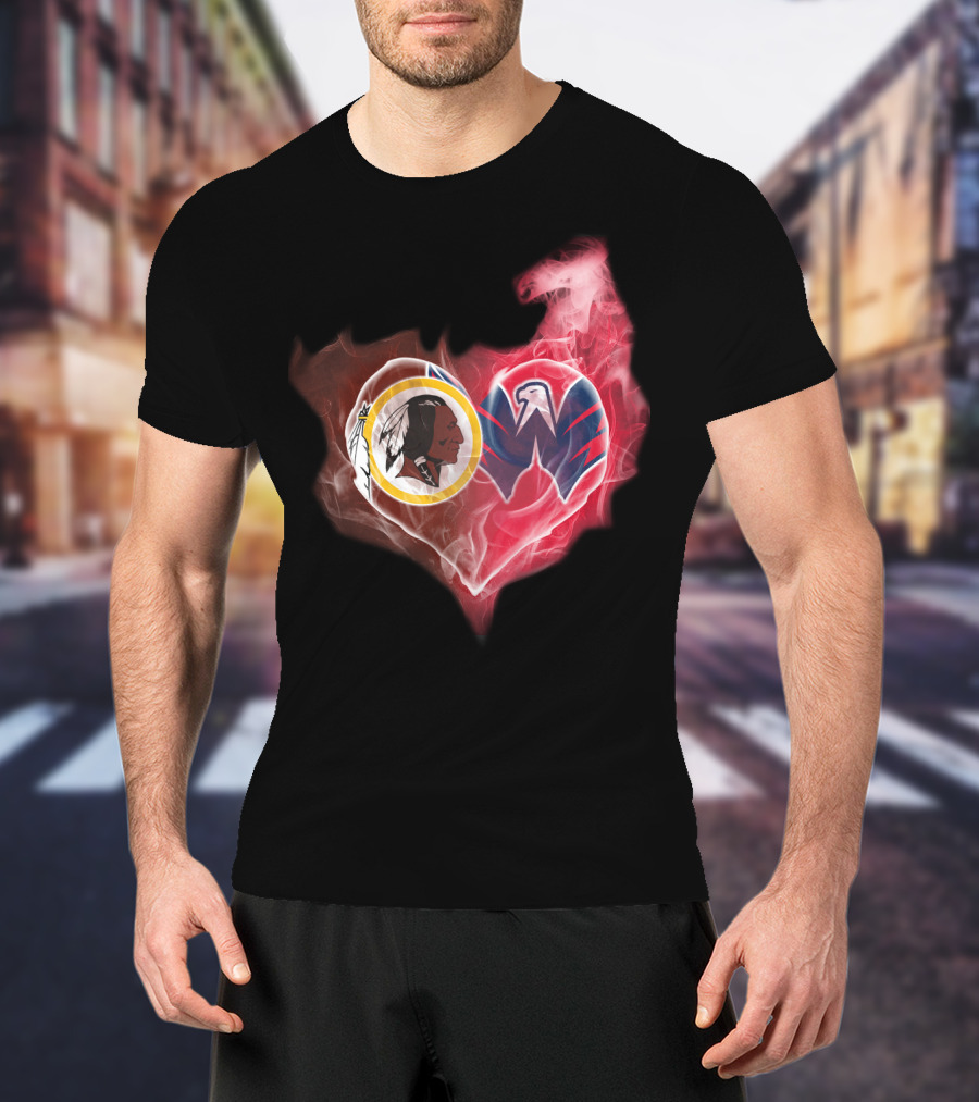 Washington Redskins And Wizards Heart Symbol T-Shirt