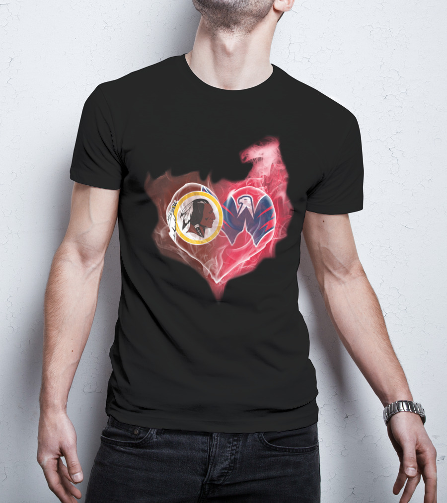 Washington Redskins And Wizards Heart Symbol T-Shirt
